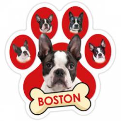 Boston - Red Paw With Bone Magnet