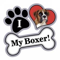 I Love My Boxer - Paw/Heart/Bone Magnet