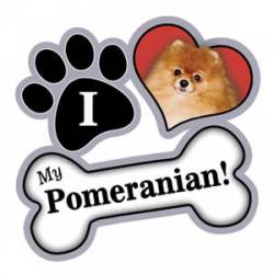 I Love My Pomeranian - Paw/Heart/Bone Magnet