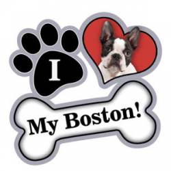 I Love My Boston Terrier - Paw/Heart/Bone Magnet