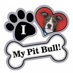 I Love My Pit Bull - Paw/Heart/Bone Magnet