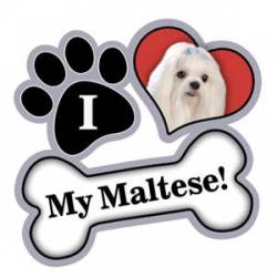 I Love My Maltese - Paw/Heart/Bone Magnet