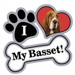 I Love My Basset - Paw/Heart/Bone Magnet