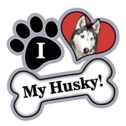 I Love My Husky - Paw/Heart/Bone Magnet