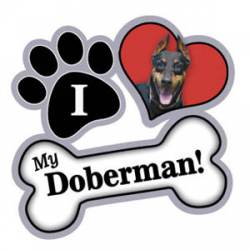 I Love My Doberman - Paw/Heart/Bone Magnet