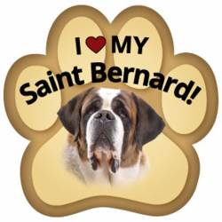 I Love My Saint Bernard - Paw Magnet