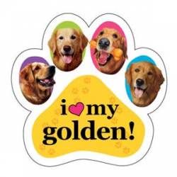 I Love My Golden - Colorful Paw Magnet