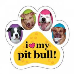 I Love My Pitbull - Colorful Paw Magnet
