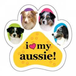 I Love My Aussie - Colorful Paw Magnet