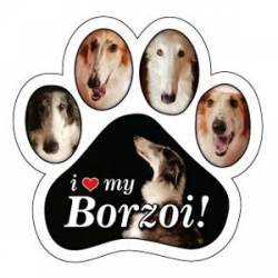 I Love My Borzoi - Paw Magnet