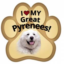 I Love My Great Pyrenees - Paw Magnet