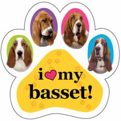 I Love My Basset Hound - Colorful Paw Magnet