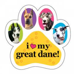 I Love My Great Dane - Colorful Paw Magnet