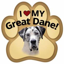 I Love My Great Dane - Paw Magnet