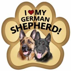 I Love My German Shepherd - Paw Magnet