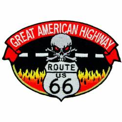 Route Rt. 66 Skull - Great American High Way Embroidered Patch