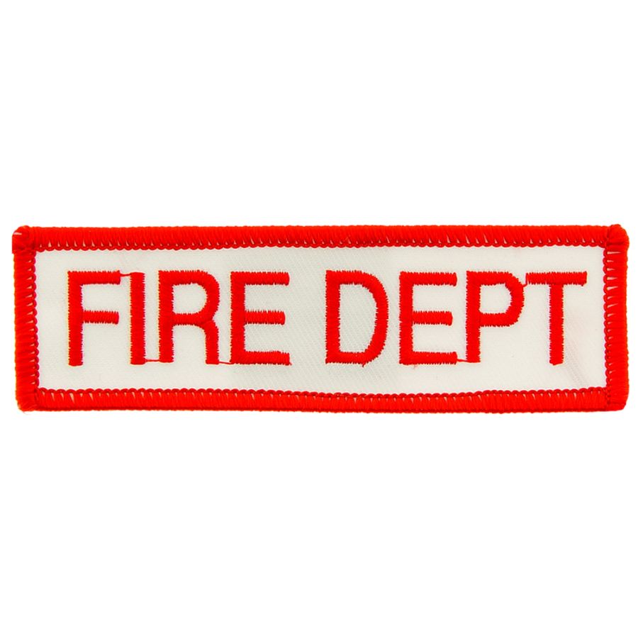 Fire Dept Red and White - Embroidered Iron-On Patch at Sticker Shoppe