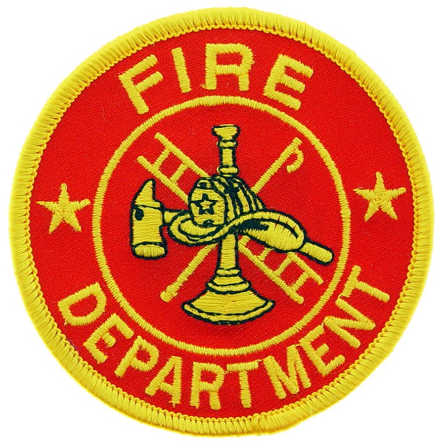 Fire Department Red and Gold Round - Embroidered Iron-On Patch at ...