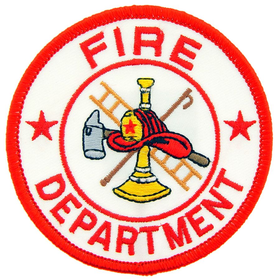 Fire Department White and Red Round - Embroidered Iron-On Patch at ...