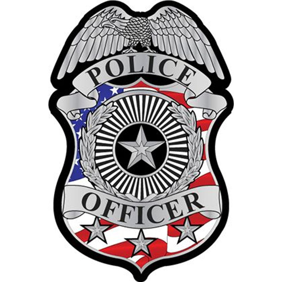 Police Officer American Flag Badge - Embroidered Iron-On Patch at ...