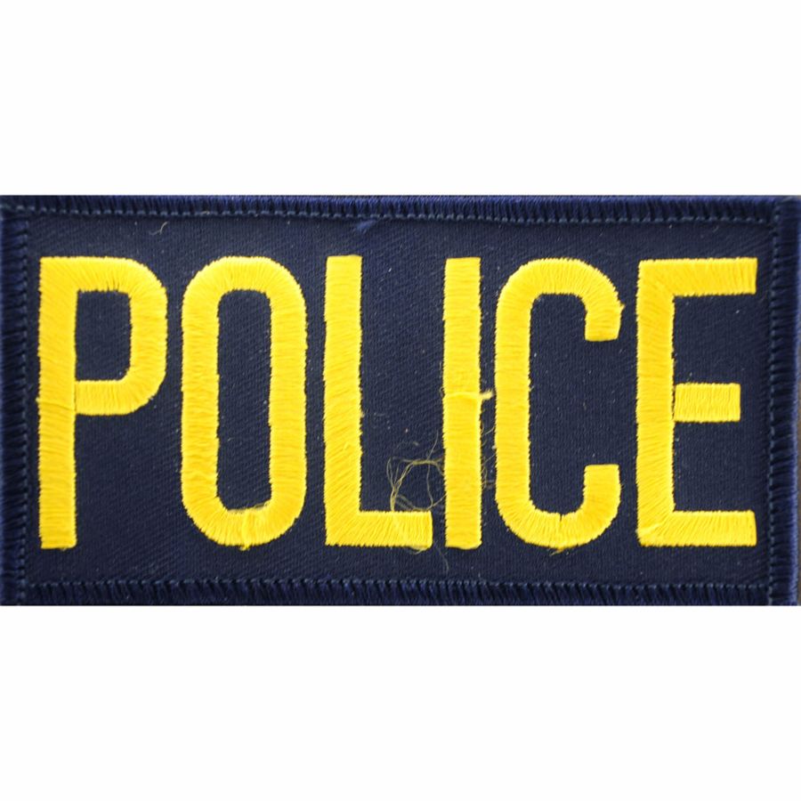 Police Blue and Gold Tab - Embroidered Iron-On Patch at Sticker Shoppe