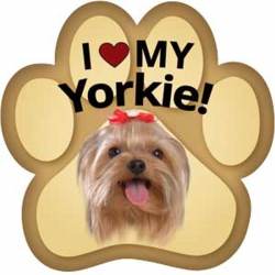 I Love My Yorkie With Short Hair - Paw Magnet