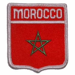 Morocco - Flag Shield Embroidered Iron-On Patch