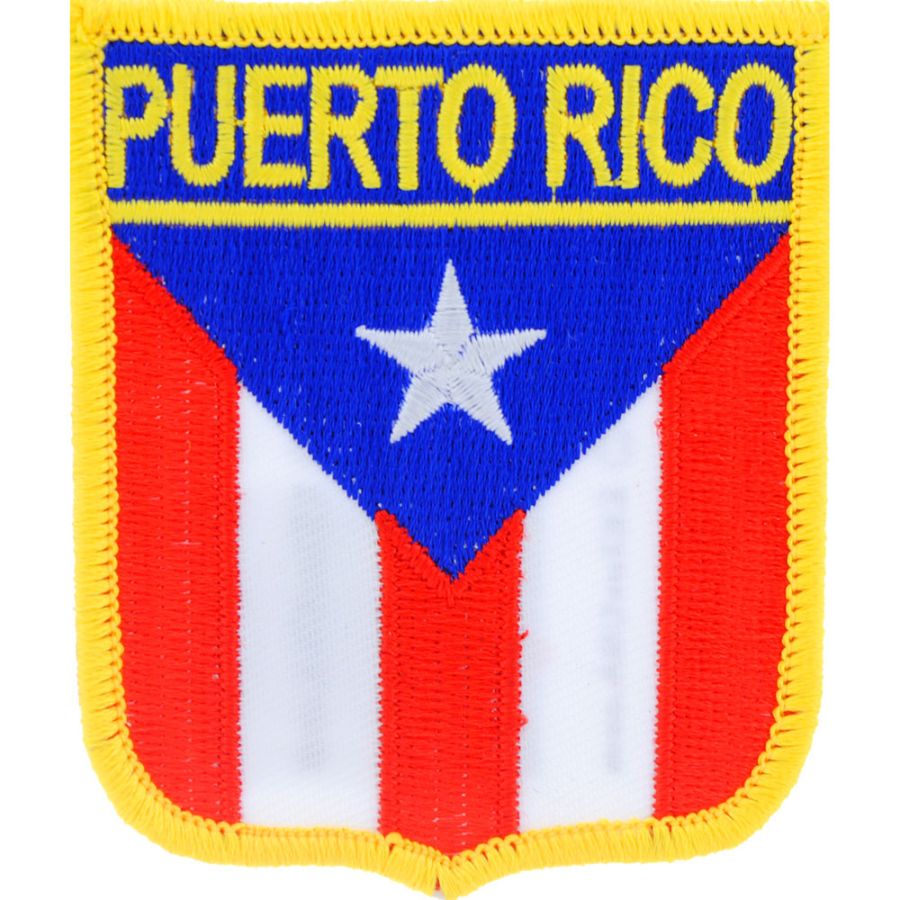 Puerto Rico Flag Shield Embroidered Iron On Patch At Sticker Shoppe