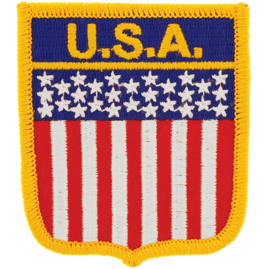 United States Of America American Flag USA Script Shield - Embroidered ...