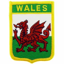 Wales - Flag Shield Embroidered Iron-On Patch