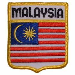 Malaysia - Flag Shield Embroidered Iron-On Patch