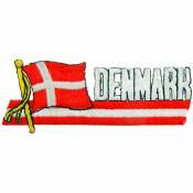 Denmark - Flag Script Embroidered Iron-On Patch