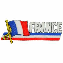 France - Flag Script Embroidered Iron-On Patch