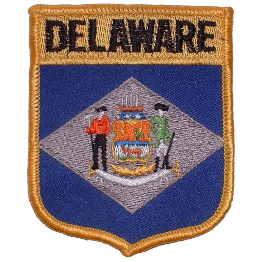 Delaware - State Flag Shield Embroidered Iron-On Patch at Sticker Shoppe