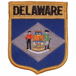 Delaware - State Flag Shield Embroidered Iron-On Patch