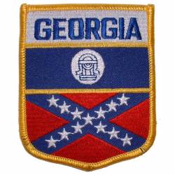 Georgia - Old State Flag Shield Embroidered Iron-On Patch