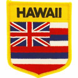 Hawaii - State Flag Shield Embroidered Iron-On Patch