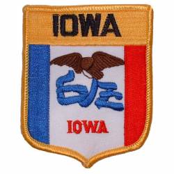 Iowa - State Flag Shield Embroidered Iron-On Patch