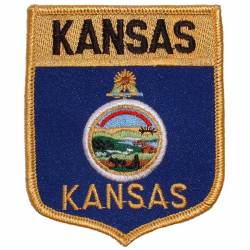 Kansas - State Flag Shield Embroidered Iron-On Patch