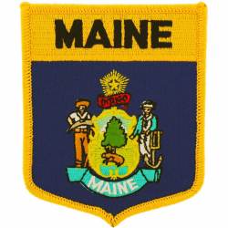 Maine - State Flag Shield Embroidered Iron-On Patch
