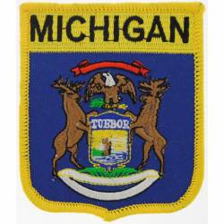 Michigan - State Flag Shield Embroidered Iron-On Patch