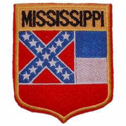 Mississippi - State Flag Shield Embroidered Iron-On Patch