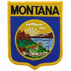 Montana - State Flag Shield Embroidered Iron-On Patch