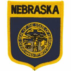 Nebraska - State Flag Shield Embroidered Iron-On Patch