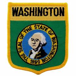 Washington - State Flag Shield Embroidered Iron-On Patch