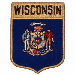 Wisconsin - State Flag Shield Embroidered Iron-On Patch