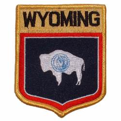 Wyoming - State Flag Shield Embroidered Iron-On Patch