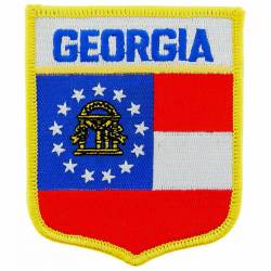 Georgia - Present State Flag Shield Embroidered Iron-On Patch