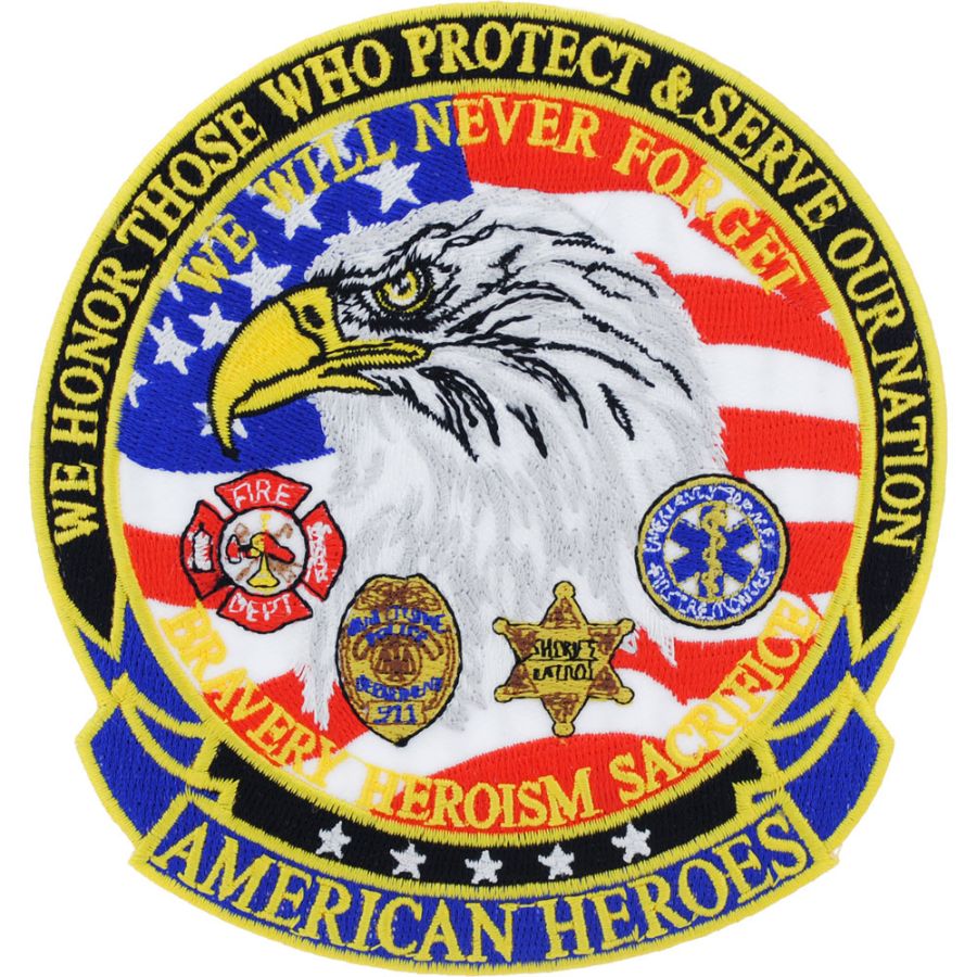 Fire Police EMS Real American Heroes - Embroidered Iron-On Patch at ...