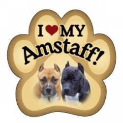 I Love My Amstaff - Paw Magnet